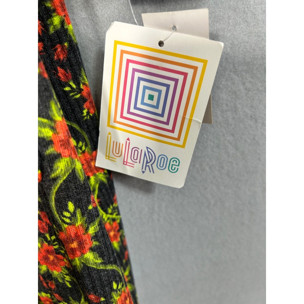LuLaRoe Sarah Cardigan Black Small Floral Long Sleeve Open Front Pockets Ribbed - Picture 4 of 10